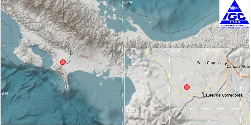Los eventos sísmicos tuvieron lugar en la zona fronteriza de Panamá con Costa Rica