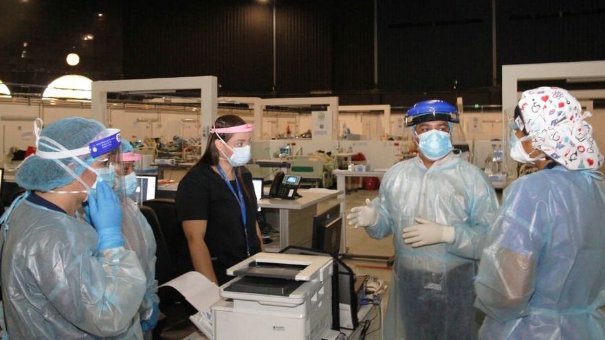 Recorrido realizado por las instalaciones del antiguo Centro de Convenciones Figali, donde estuvo el ministro de Salud Luis Francisco Sucrea compañado por su equipo de trabajo