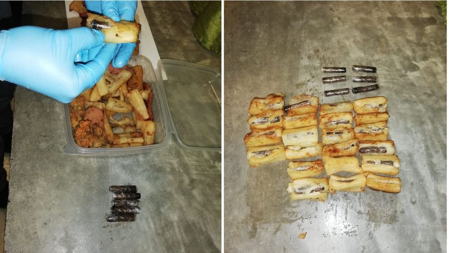La droga estaba incrustada entre los alimentos preparados y encomiendas
