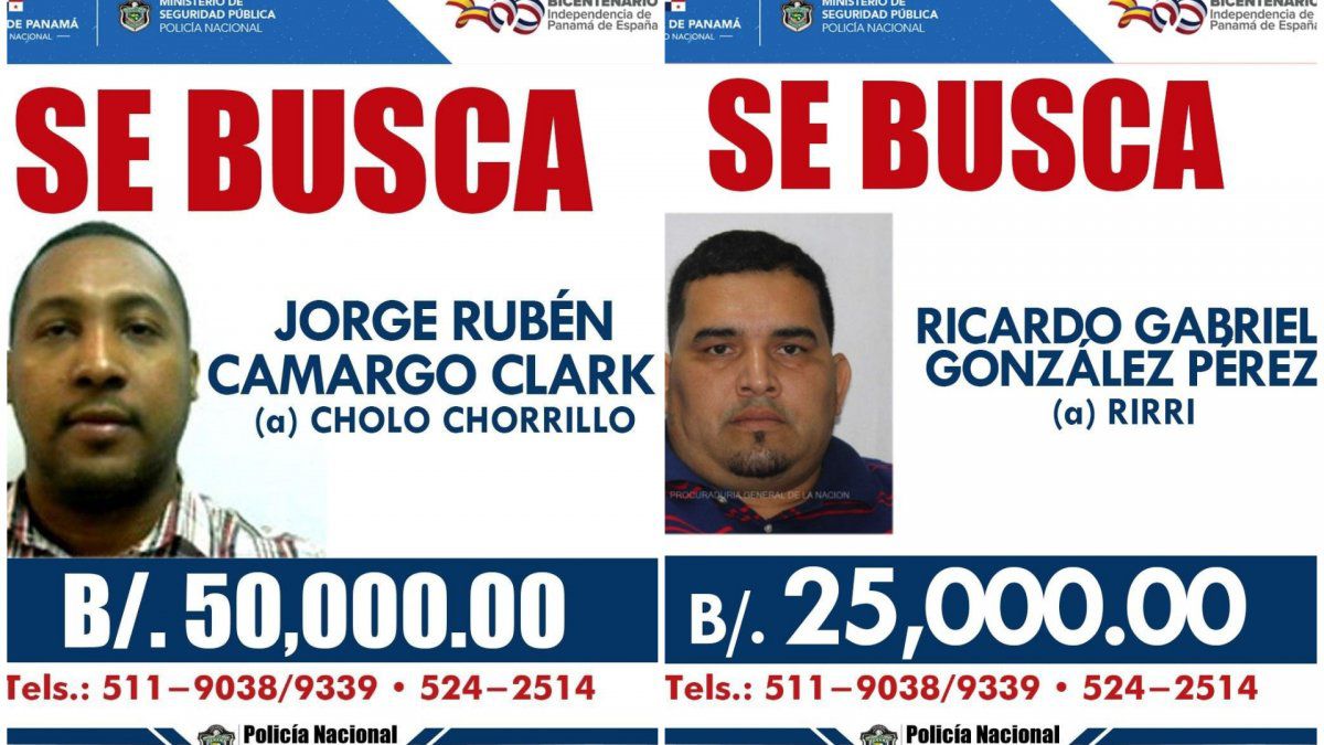 Reward offered for the capture of "Cholo Chorrillo" and "Rirri"