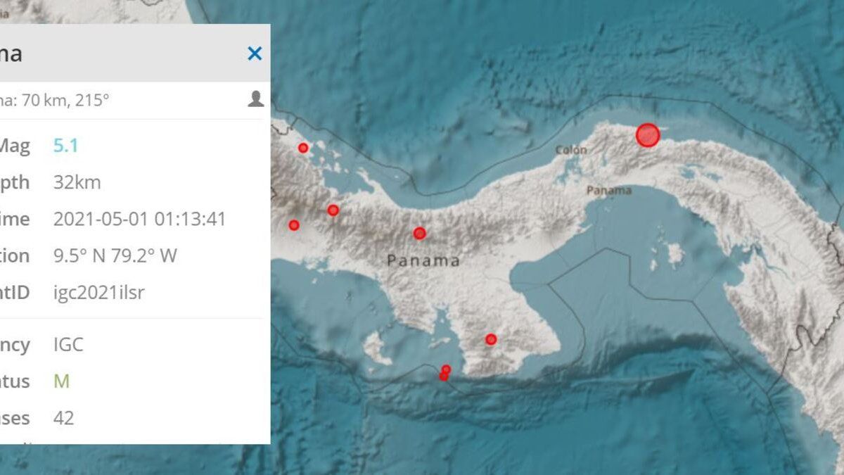 A 5.1 magnitude earthquake is registered in Panama