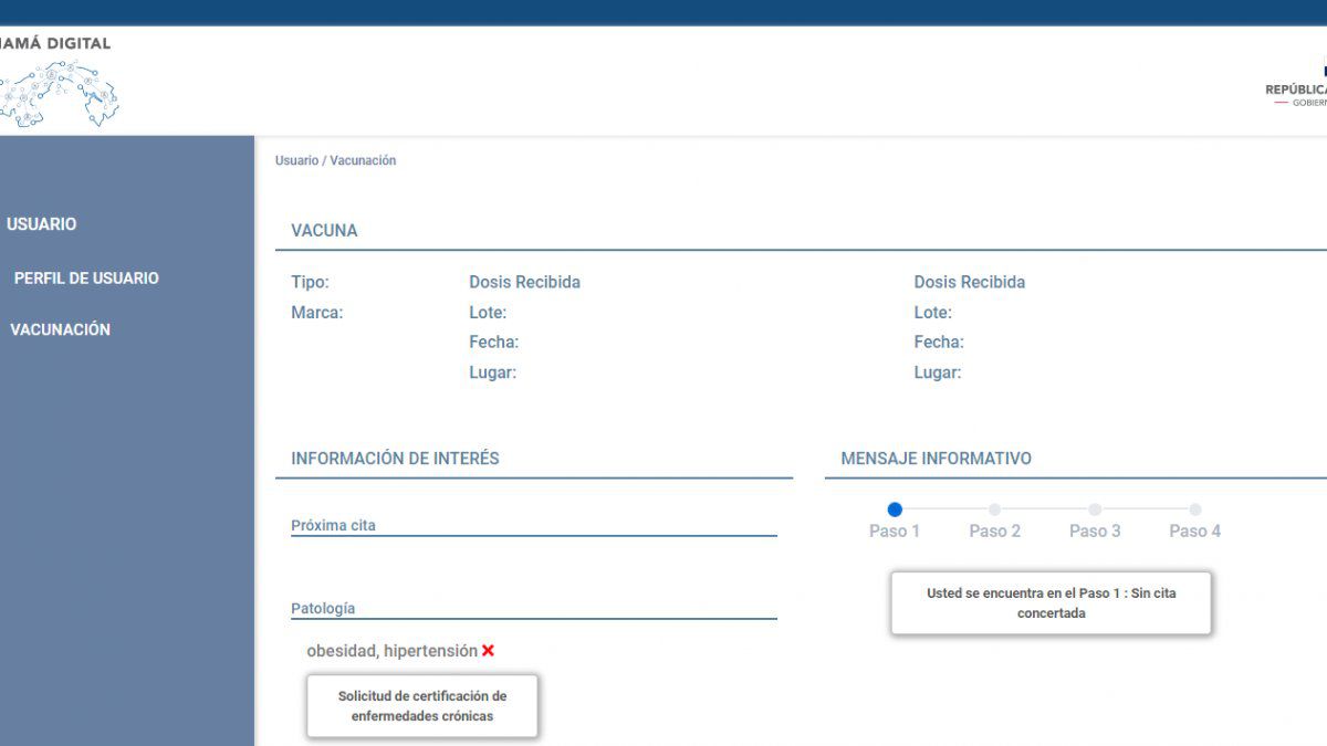 Vaccination section of the Panama Digital portal is undergoing maintenance to fix bugs