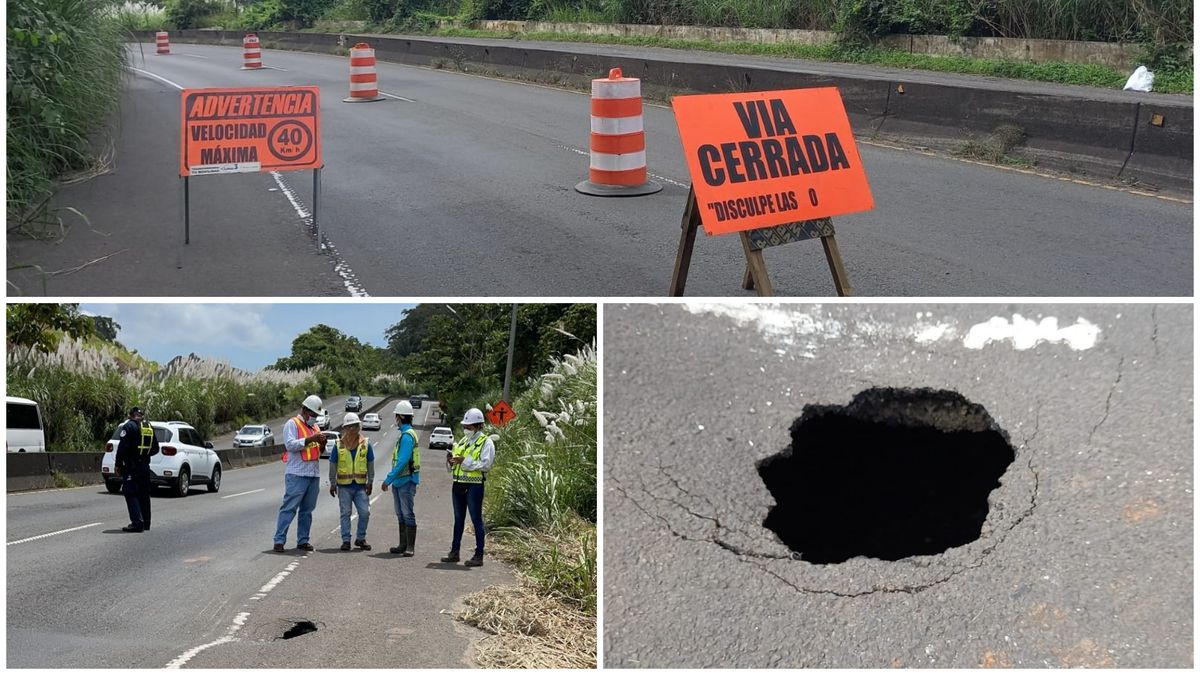 MOP closes a lane of the Pan-American highway in Loma Cová due to subsidence
