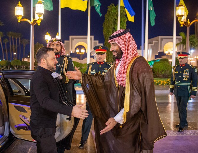 Crown Prince Mohammed bin Salman Meets with Ukrainian President Volodymyr Zelensky in Riyadh
