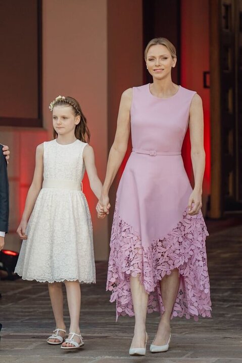 Oscar de la Renta Dress Highlights Princess Charlene’s Barbiecore Look