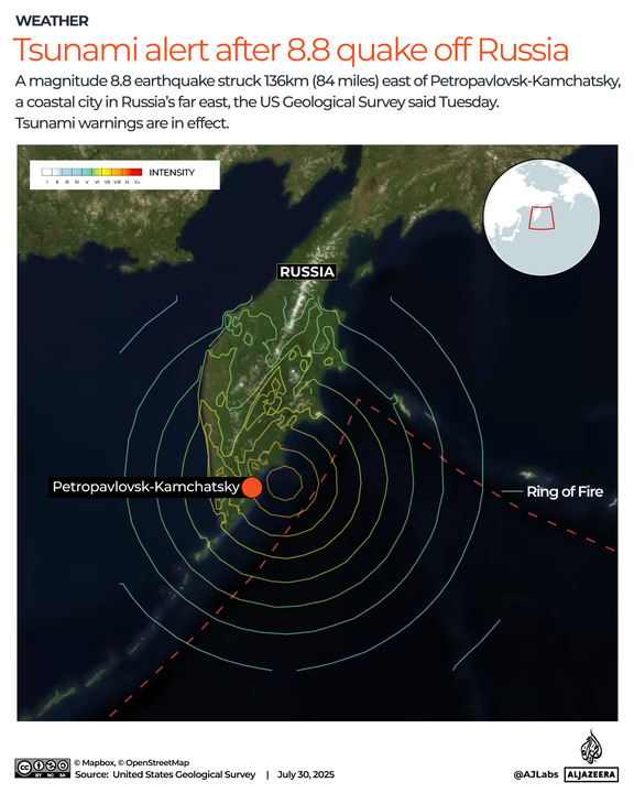 Tsunami Alerts Lifted After Powerful Quake Near Russia