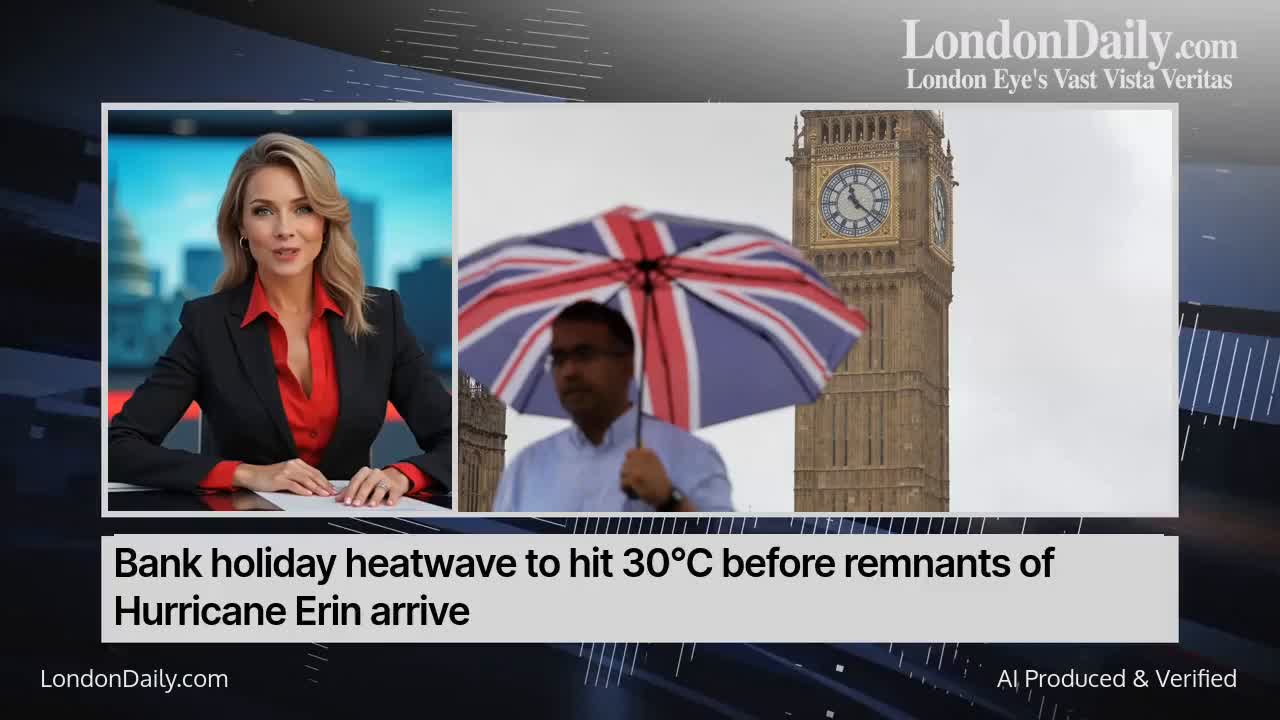 Bank holiday heatwave to hit 30°C before remnants of Hurricane Erin ...
