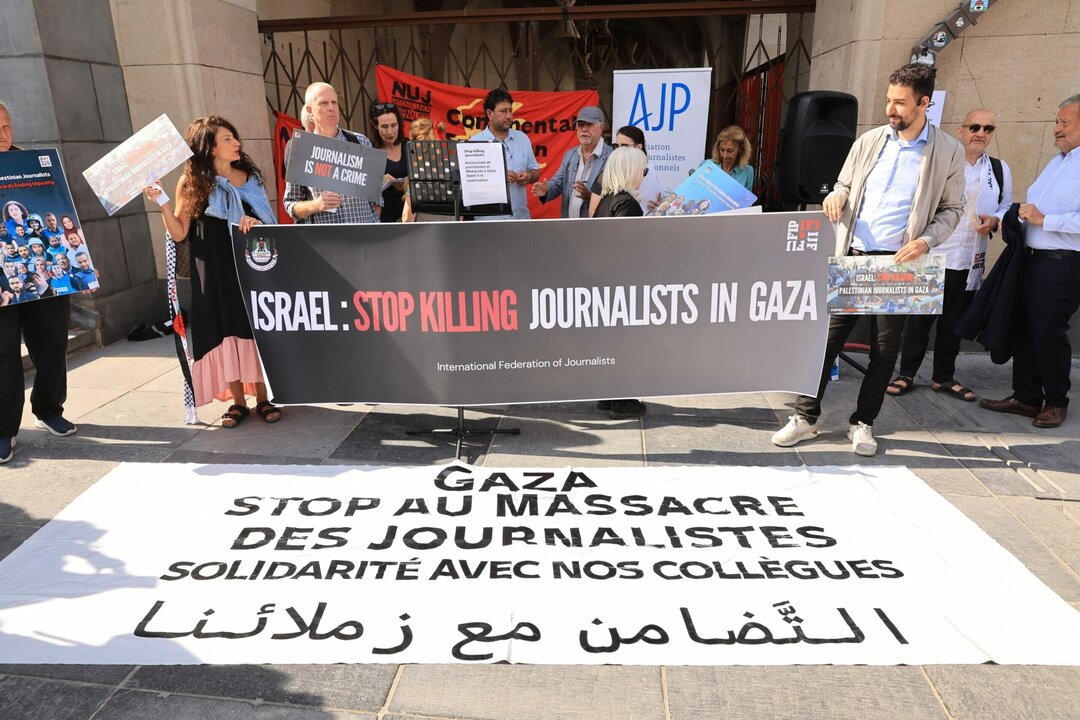 Belgian Journalists Rally in Solidarity With Gaza Reporters