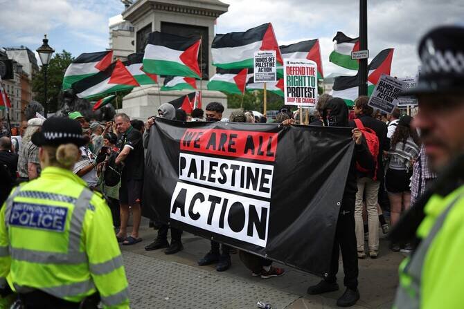 Six in UK court deny terror charges for Palestine Action support