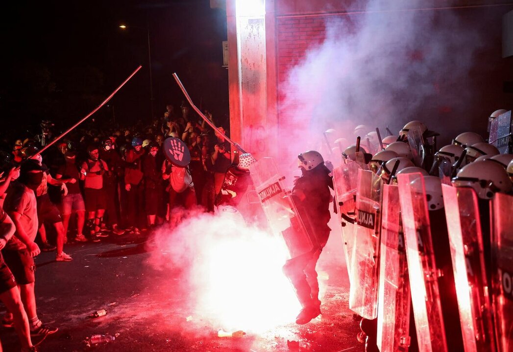 Serbian Police Fire Tear Gas at Protesters