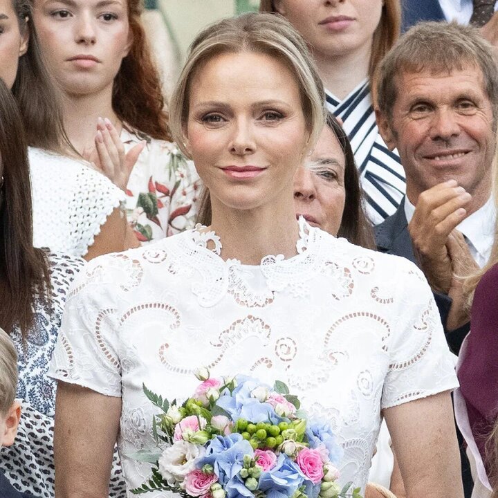 Princess Charlene Attends Monaco’s Annual Picnic in White Lace