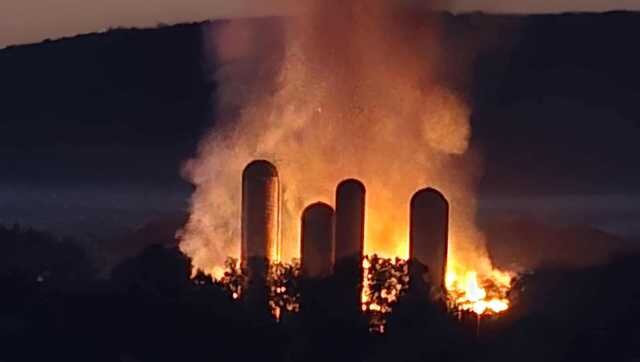 Massive Fire Destroys Barn and Silo in Blaze