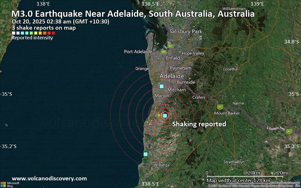 Seismic Event Detected Near Adelaide, South Australia