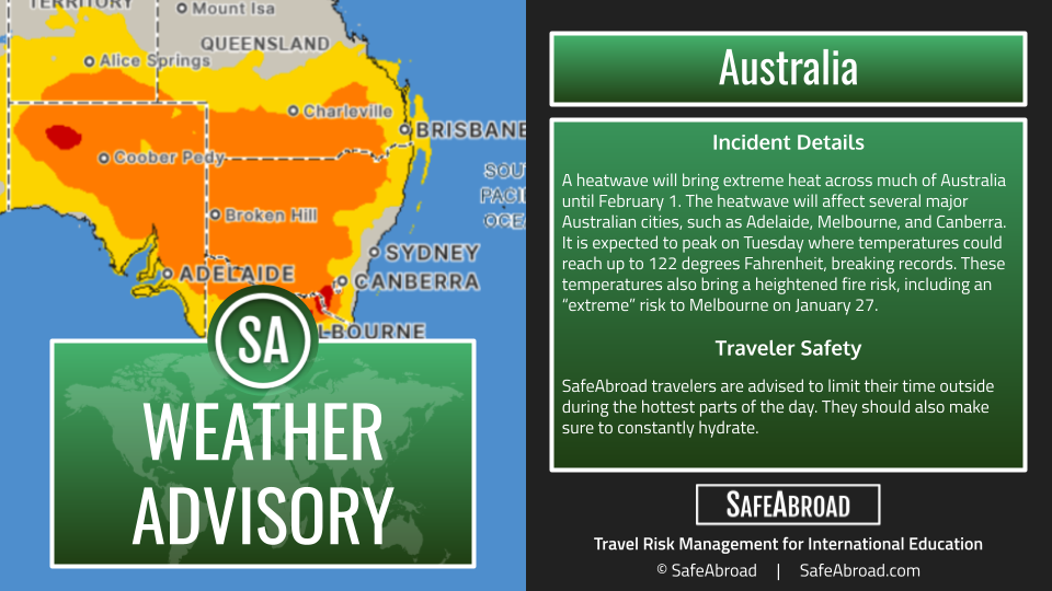 Prolonged Heatwave to Bring Dangerous Temperatures Across Much of Australia Through February 1