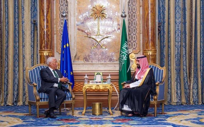Saudi Crown Prince Hosts EU Council President in High-Level Talks on Strategic Cooperation
