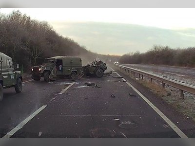 Military Vehicle Overturns on UK Highway, Prompting Emergency Response