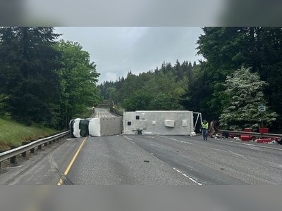 Overturned Trailer Forces Temporary Closure on I-5 Near La Center Before Full Reopening