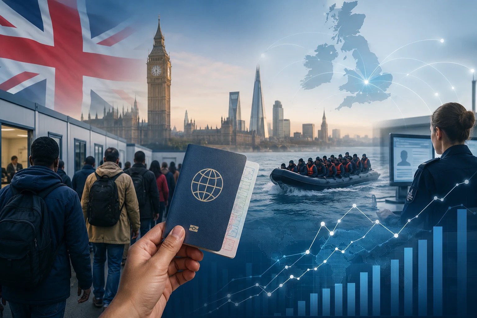 UK migration pressures intensify as asylum claims, visa flows and small boat crossings reshape policy debate