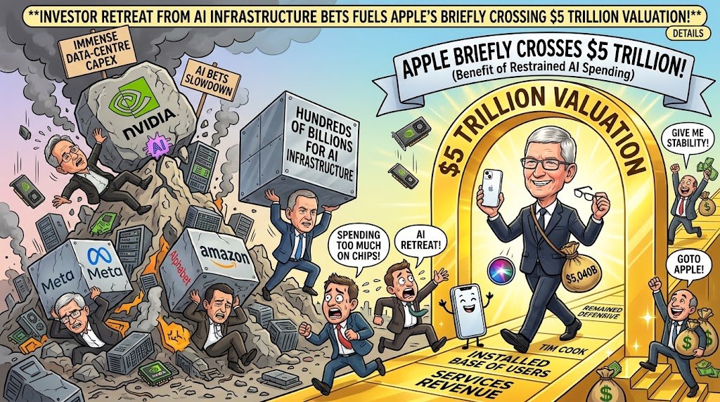 Apple Briefly Crosses Five Trillion Dollar Valuation as Investors Retreat From AI Bets