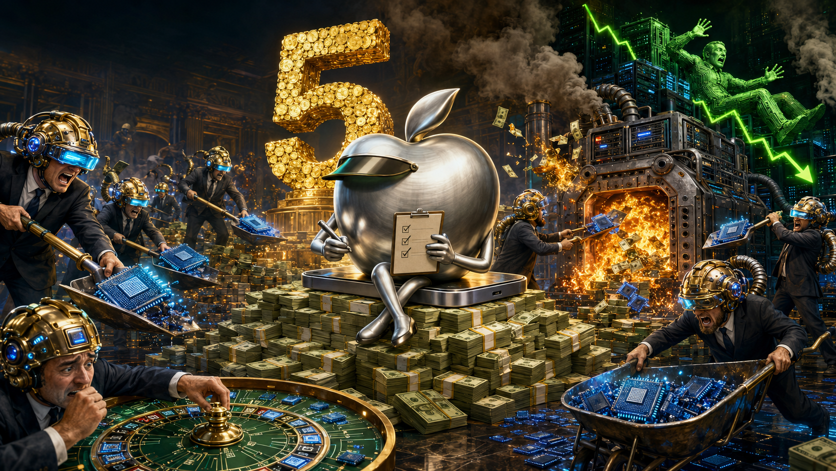 Apple Briefly Crosses Five Trillion Dollar Mark as Investors Favour Restraint on AI Spending